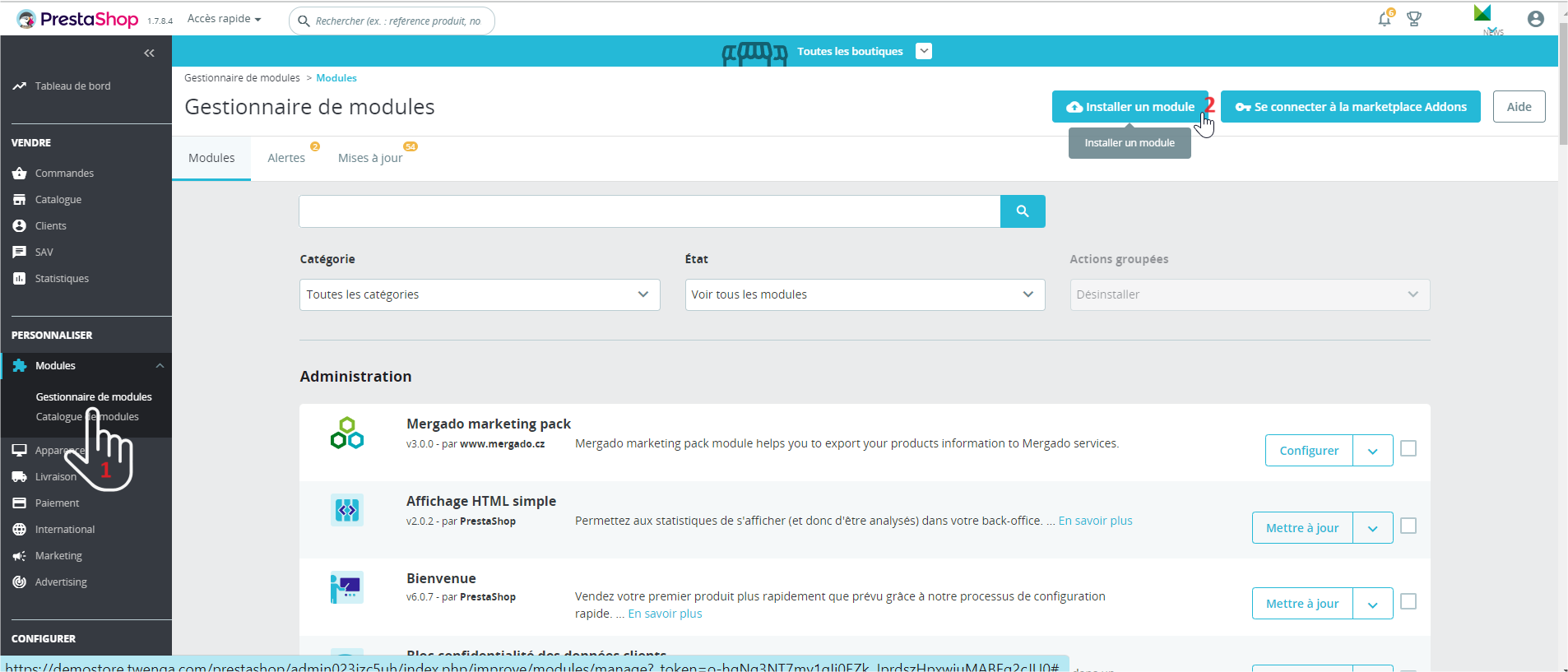 prestashop twenga installer module